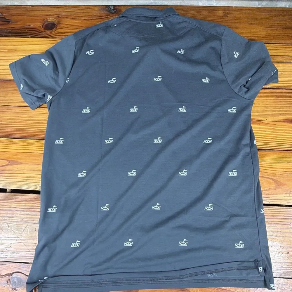 Oakley Hydrolix Golf Flag Print Gray Performance Stretch Polo Shirt Mens Sz XXL